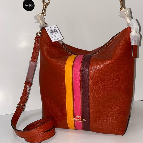 Coach Handbags - Coach NWT Abby Shoulder Bag With Varsity Stripe Leather purse